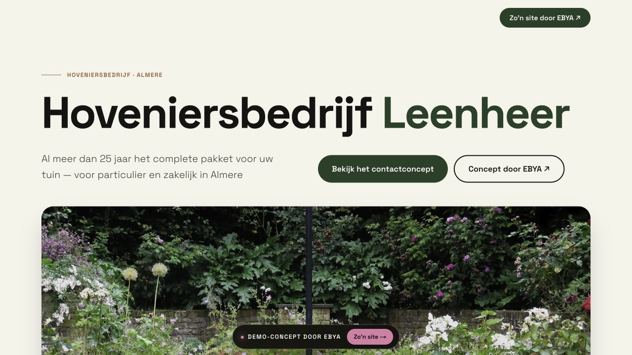 Websiteconcept voor Hoveniersbedrijf Leenheer